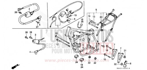 CARROSSERIE DE CHASSIS/BOBINE D'ALLUMAGE (2) CR250RF de 1985